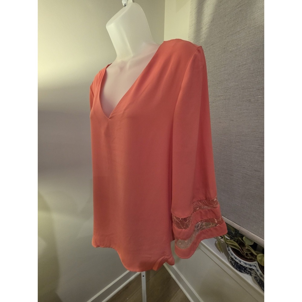 Apt 9 Lace Bell Sleeve Sz L Coral Blouse Boho Occasions